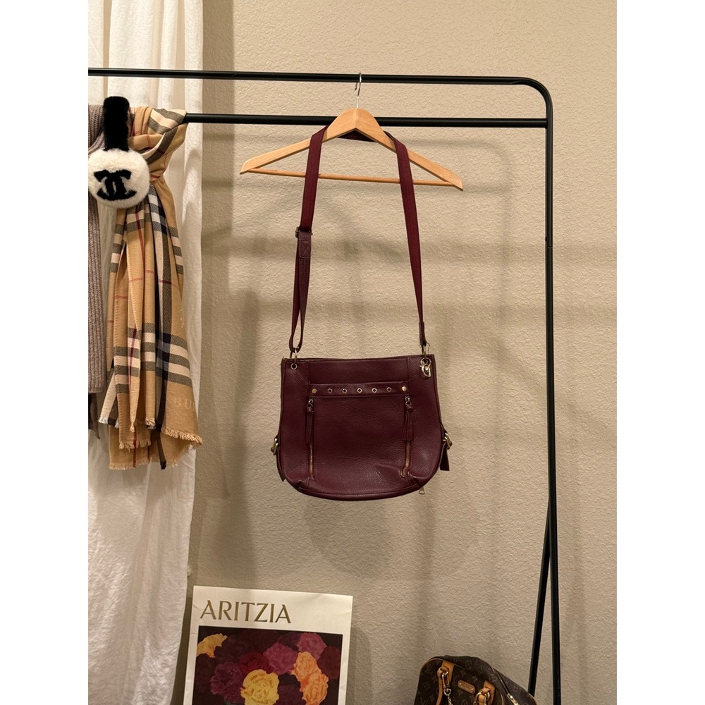 Roma Leathers genuine pebbled concealed carry (CCW) crossbody handbag burgundy